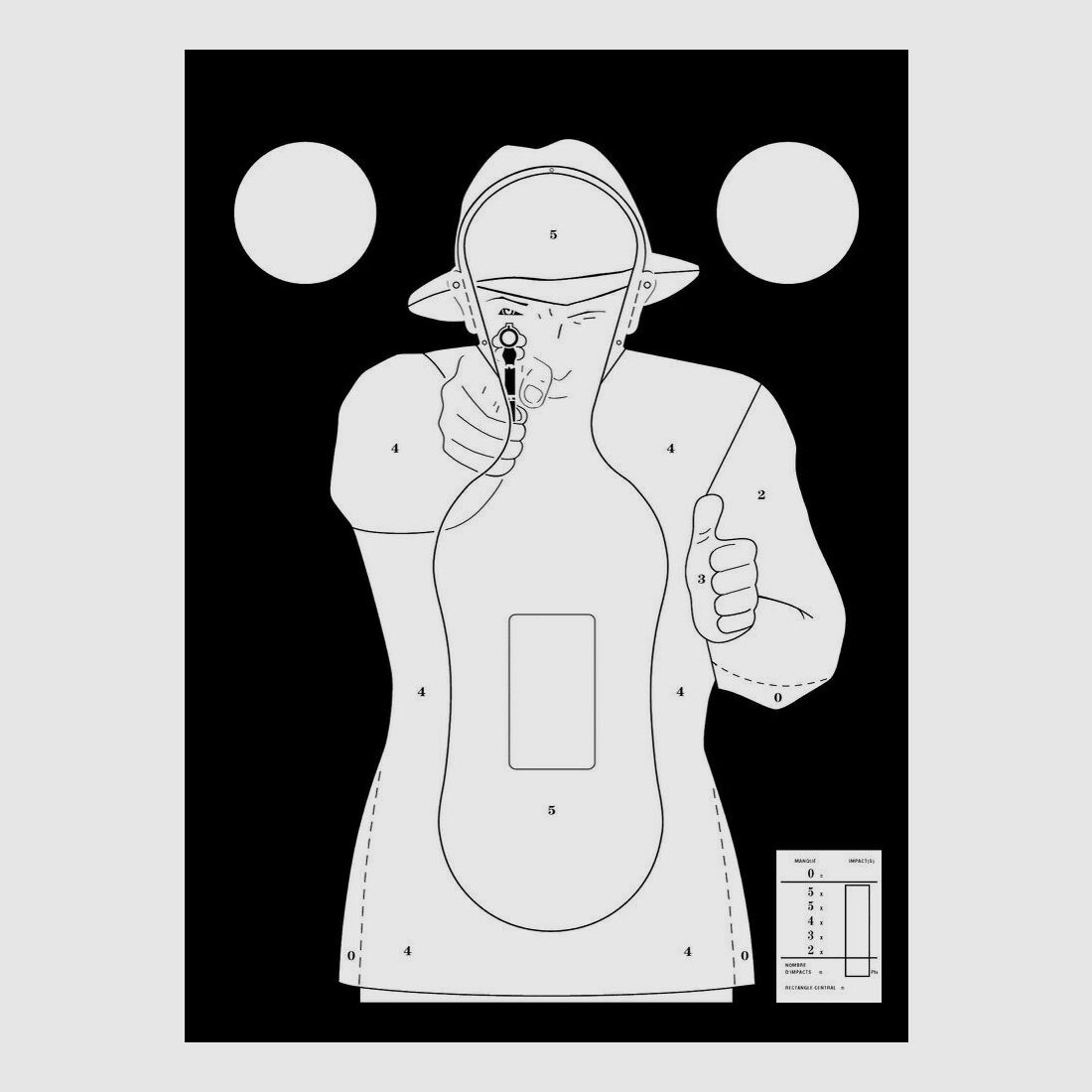 100 Bersagli Cartacei Silhouette Polizia 51 x 71 cm Bianchi su Sfondo Nero, immagine 3 di 3