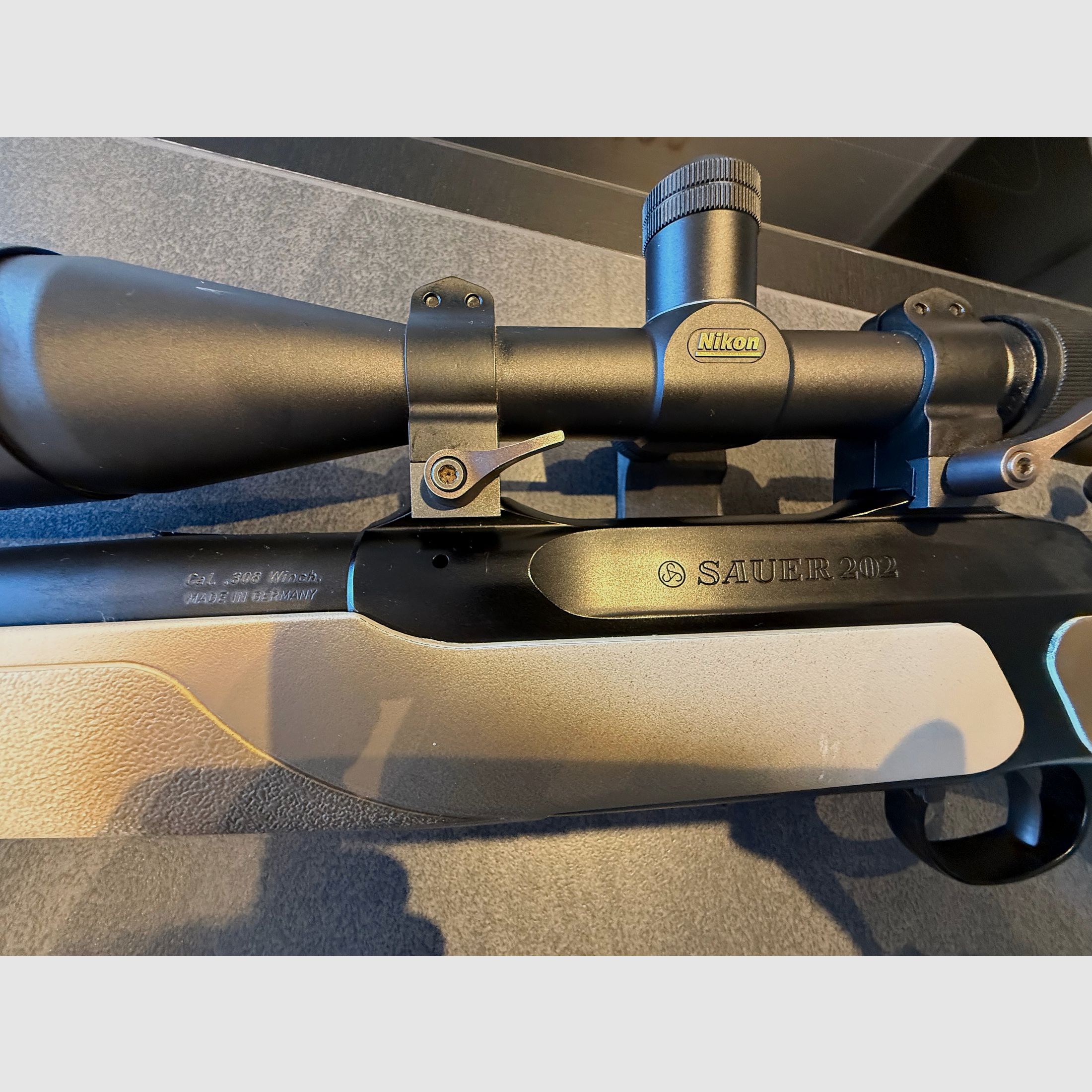 Sauer 202 repeating rifle in caliber .308 Winchester with Nikon Monarch UCC 6.5–20× scope