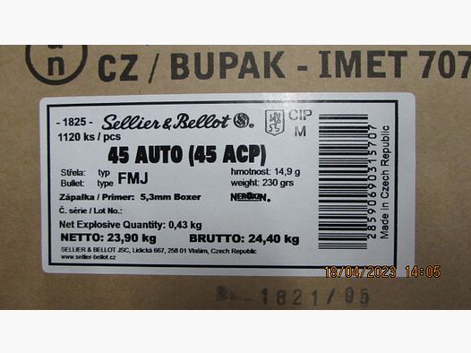 Sellier & Bellot .45AUTO 1120Stk. 1 Karton