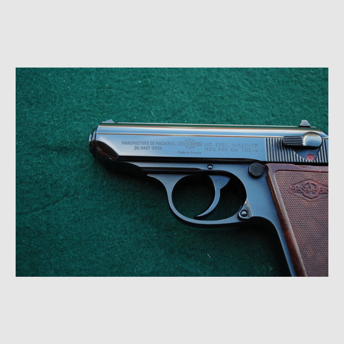 Walther PPK by Manuhrin, steel grip, original packaging with shot pattern