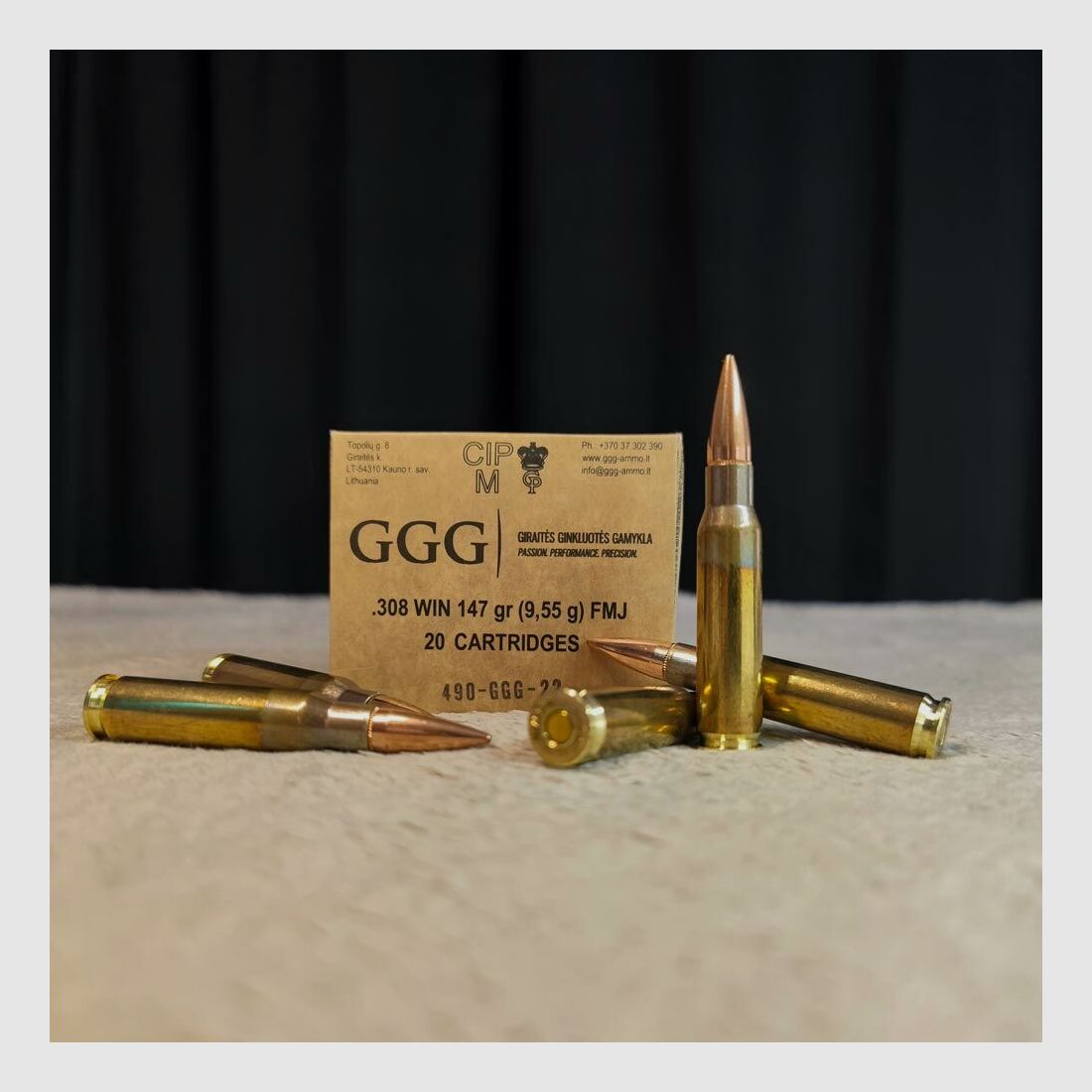 GGG GGG .308Win FMJ cartucce per fucile 147grs