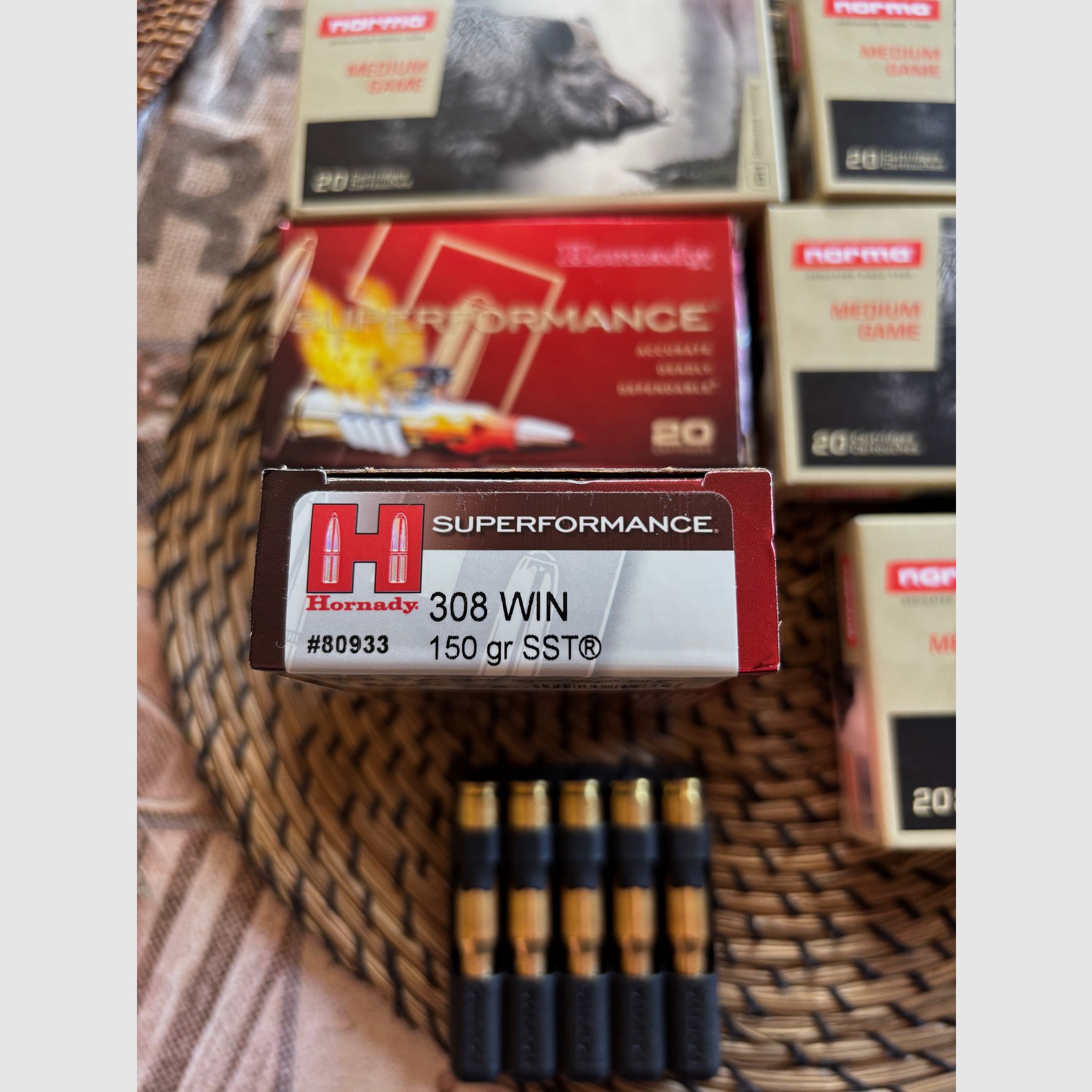 85 disparos Norma Vulkan 11,7 g / 180 gr 36 disparos Hornady SST 150 gr calibre .308 bonito paquete completo ¡TOP!