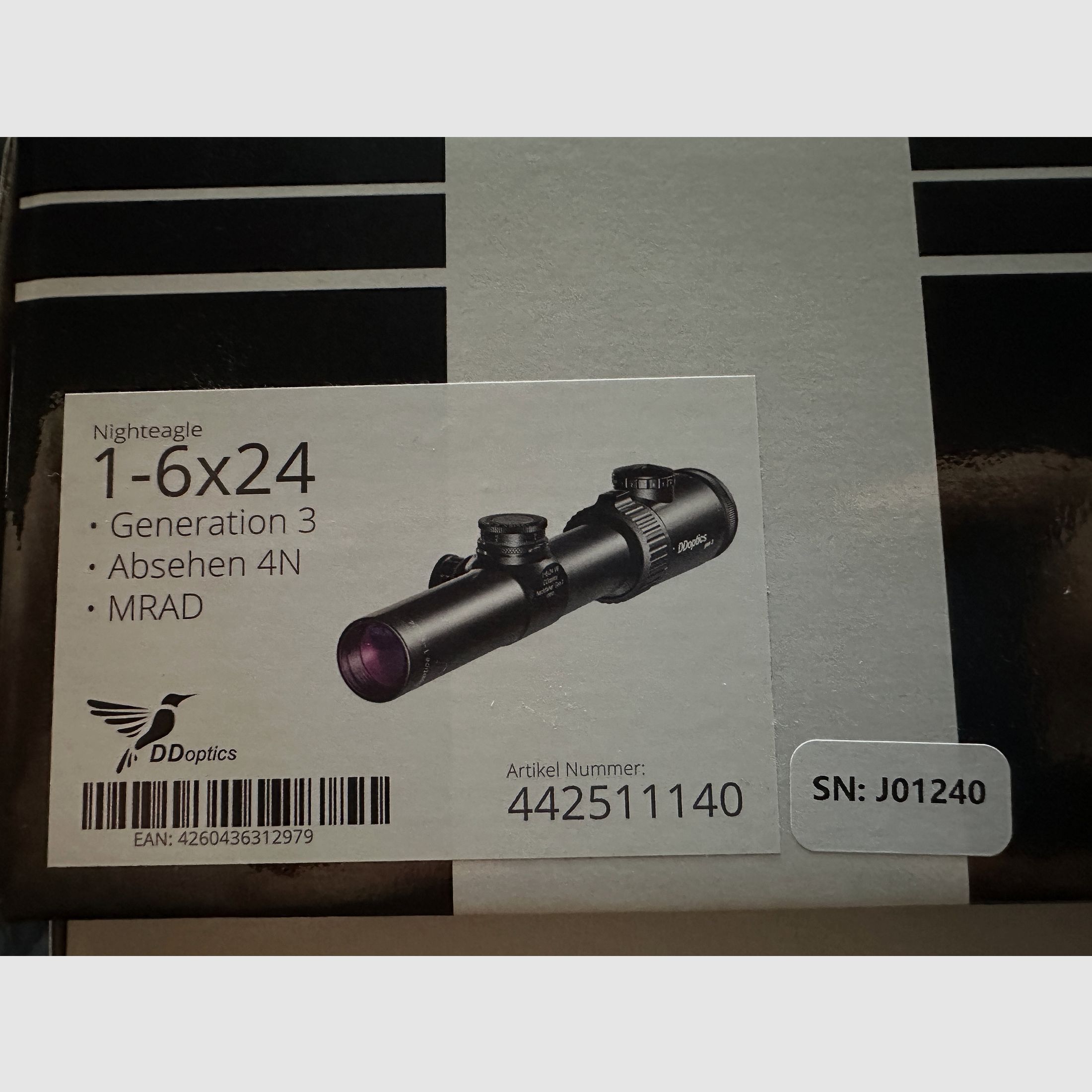 Zielfernrohr DDoptics Nighteagle 1-6x24 Gen 3 mit HMS Swift Schnellspannmontage 