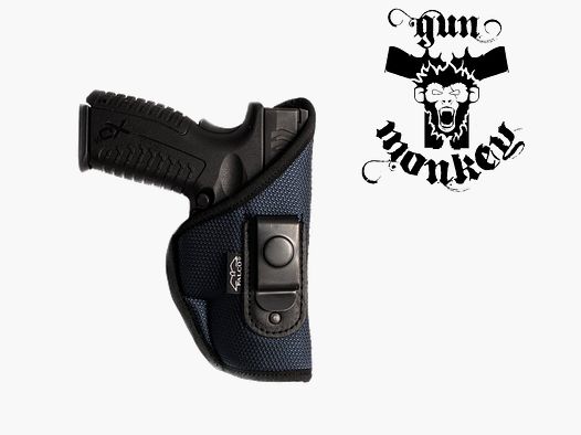 IWB holster for CZ P07, right-handed, belt attachment 1.5"/40 mm, nylon with leather elements, blue Falco (4933)