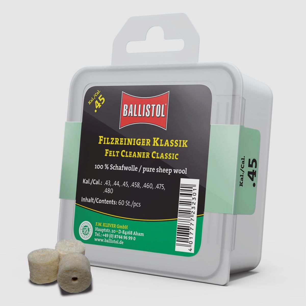 Ballistol Viltreiniger Klassiek / 60 stuks / Kal. .45
