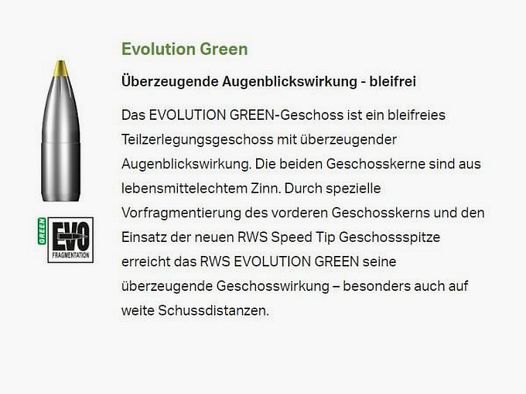 RWS Kal. 3.. Büchsen .30-06 EVO Green 20 Stk 9,0g/139grs bleifrei