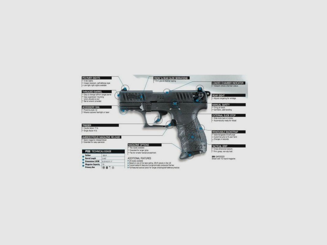 PISTOLA WALTHER P22QD 3, 42 C 22 LR, imagen 1 de 2