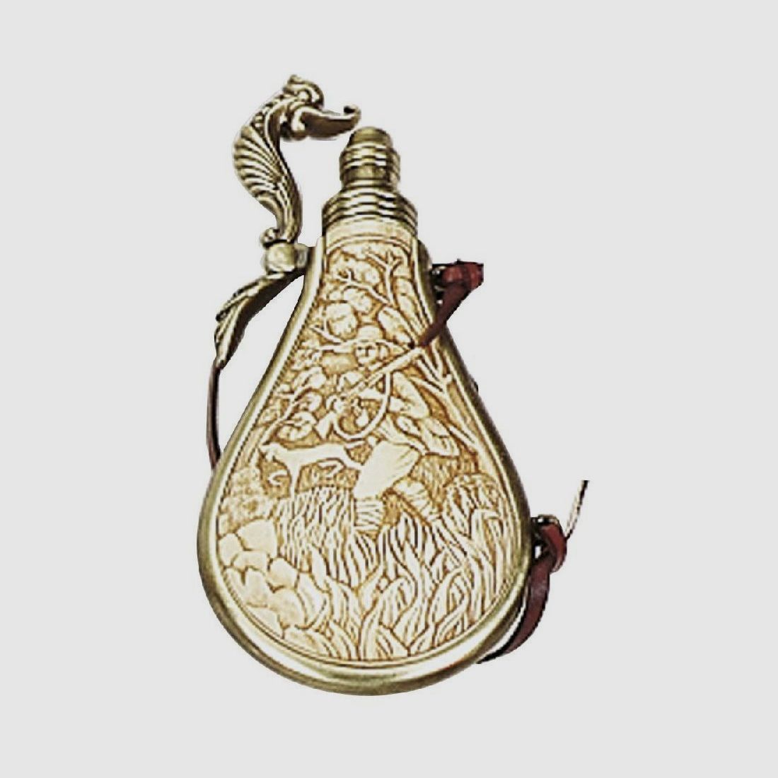 Pulverflasche mit Jagdmotiv