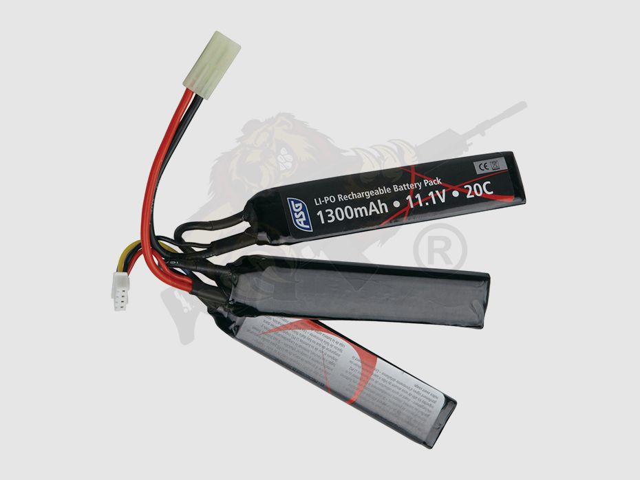 ASG Airsoft LiPo Akku 11.1V 1300mAh, 25C Dreiteilig - Gen.2