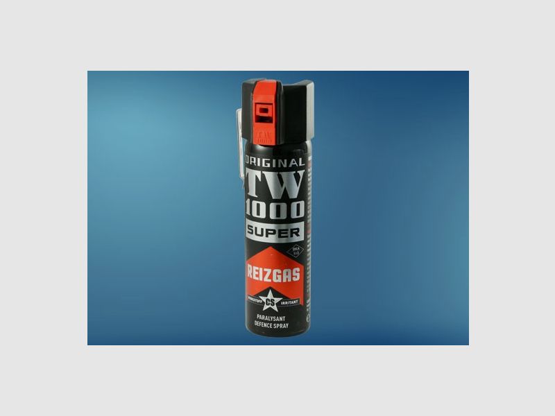 TW1000 Super CS 75 ml, defense spray with wide spray nozzle, metal clip