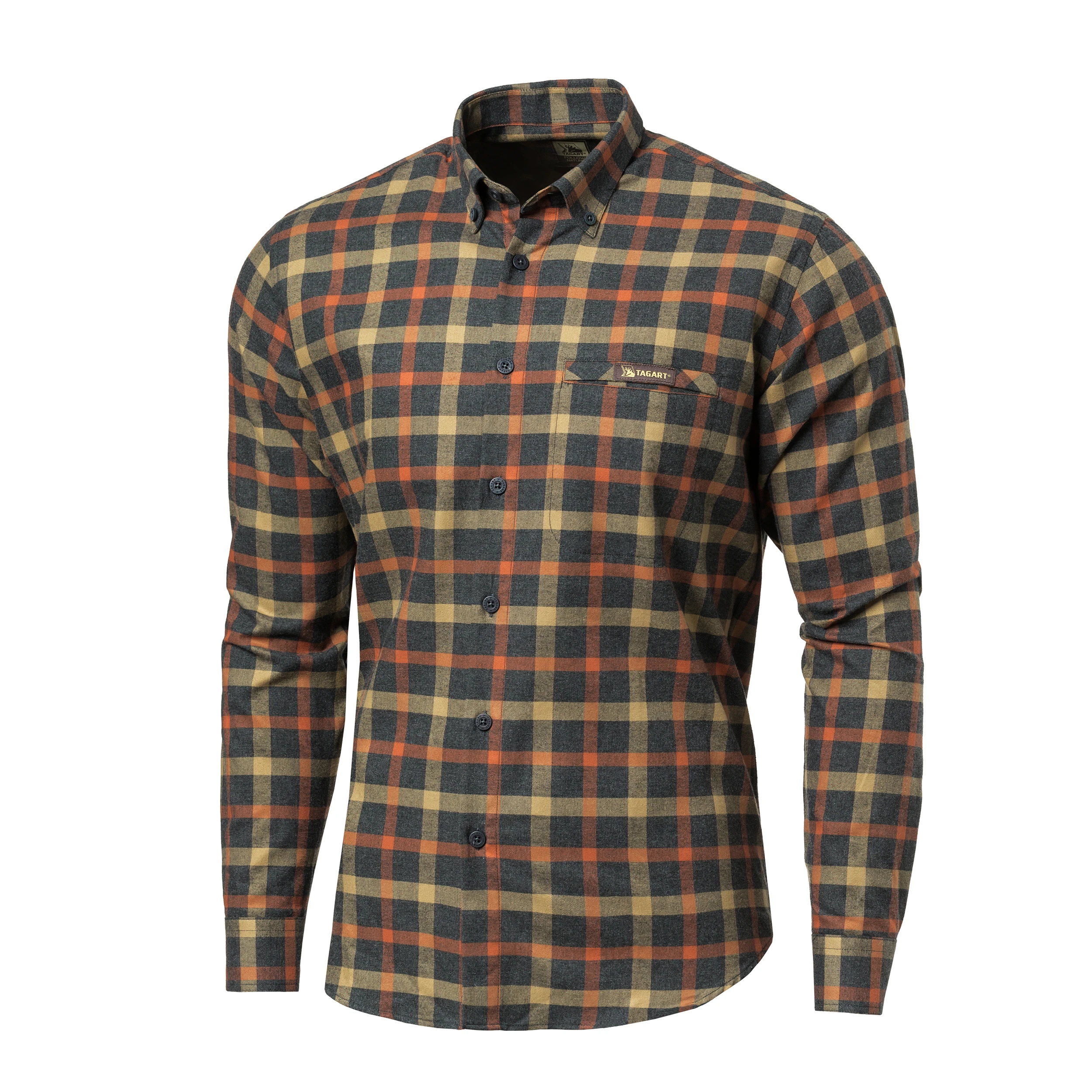 Camicia da uomo in flanella TAGART Sandvik – a quadri beige e arancioni, 100% cotone