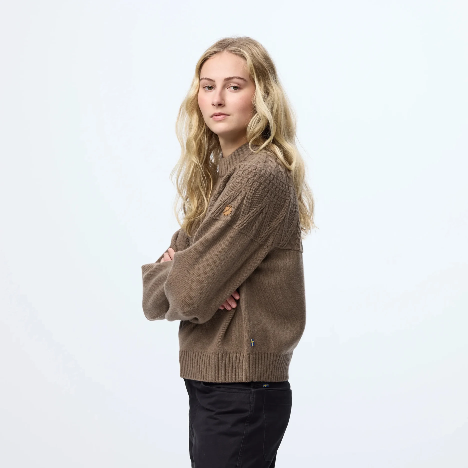 Jersey de mujer Fjallraven Övik Solid Jacquard Knit 14600300 - Light Beige (191), imagen 2 de 5