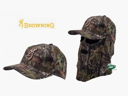 BROWNING Visor Hat Facemask Mobuc Woodland Camouflage