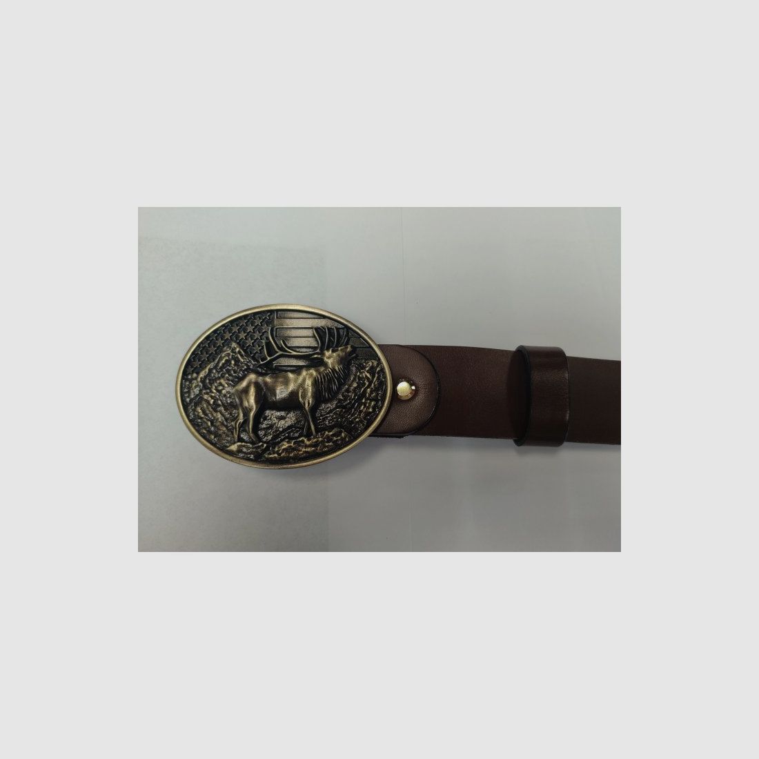 Ceinture en cuir + boucle cerf, image 1 sur 4