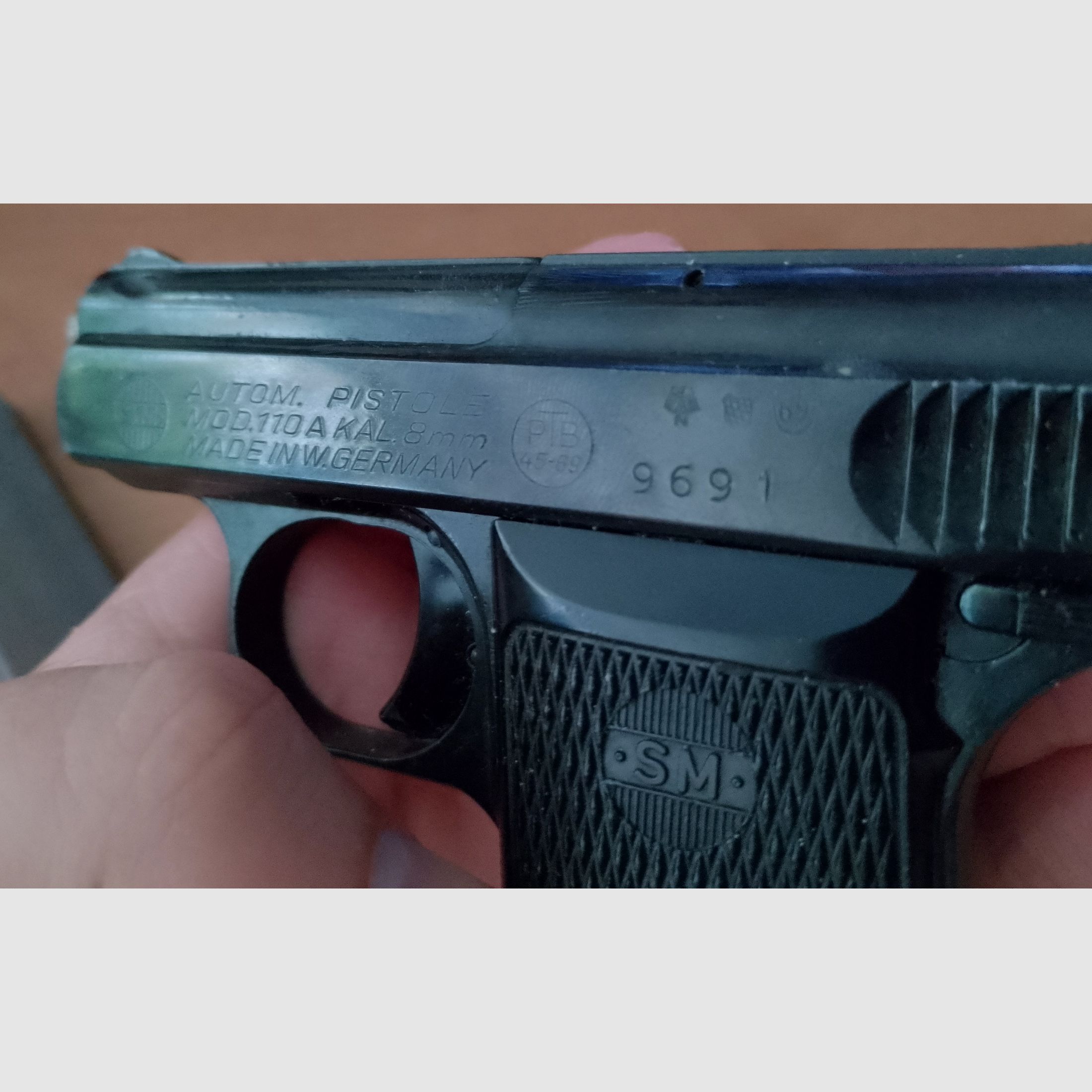 Zeldzame Rhöner SM 110A Kal. 8 mm knal in PTB 45-69 van 1969!