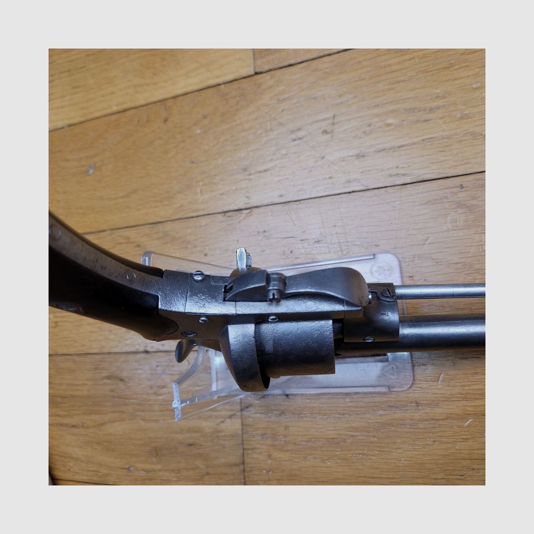 Kurioser Perkussionsrevolver im Kaliber 9mm – mit geschlossenem Rahmen – das größte Modell "Taschenrevolver" – schöne Griffschalen aus Ebenholz – gute Mechanik – Selbstverteidigungswaffe aus der Belle Époque – BE, Bild 7 von 16