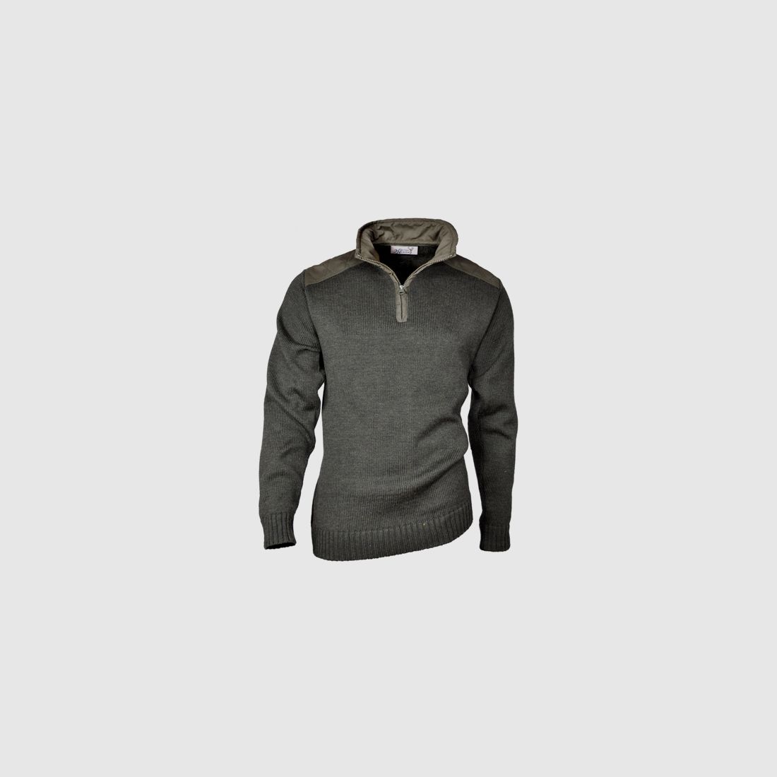 Maglione di lana - oliva/marrone, con rinforzi