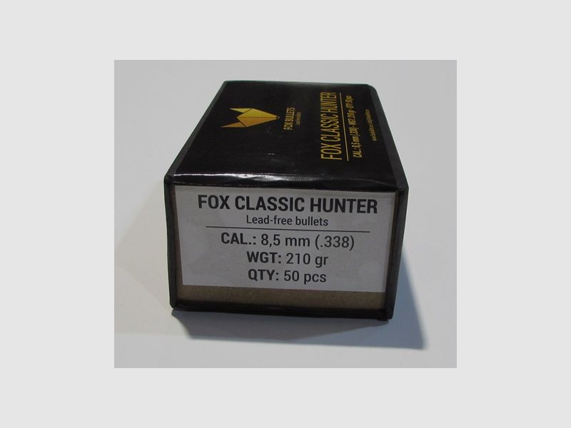 SCATOLA 50 PROIETTILI SENZA PIOMBO FOX CLASSIC HUNTER CAL. 338 210 GR