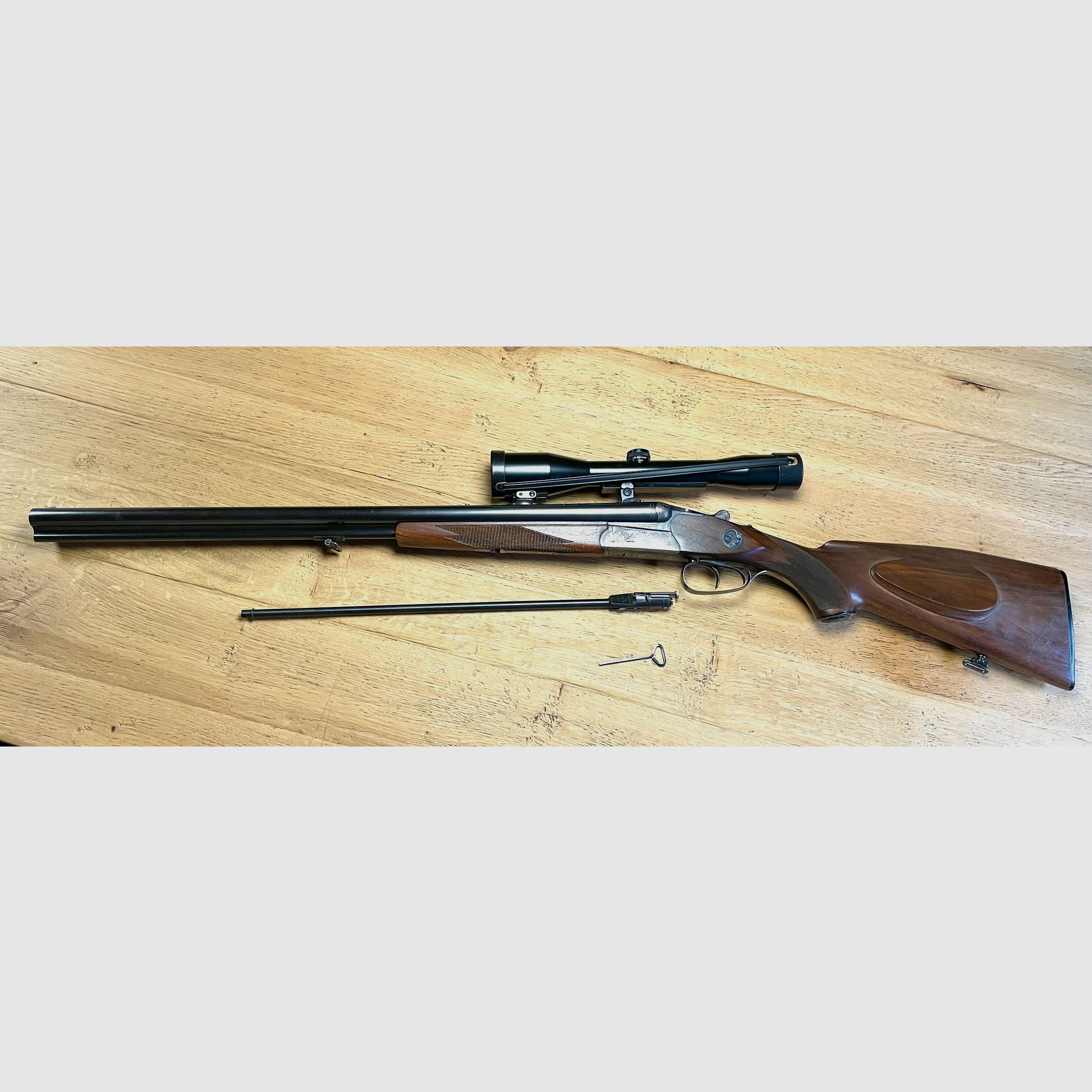 -Drilling- Simson Suhl Mod. Fortuna Kaliber 16/70 & 6,5x57R inkl. ZF Schmidt&Bender 6x42 und Einstecklauf Krieghoff Kal. 16 auf .22WinMag