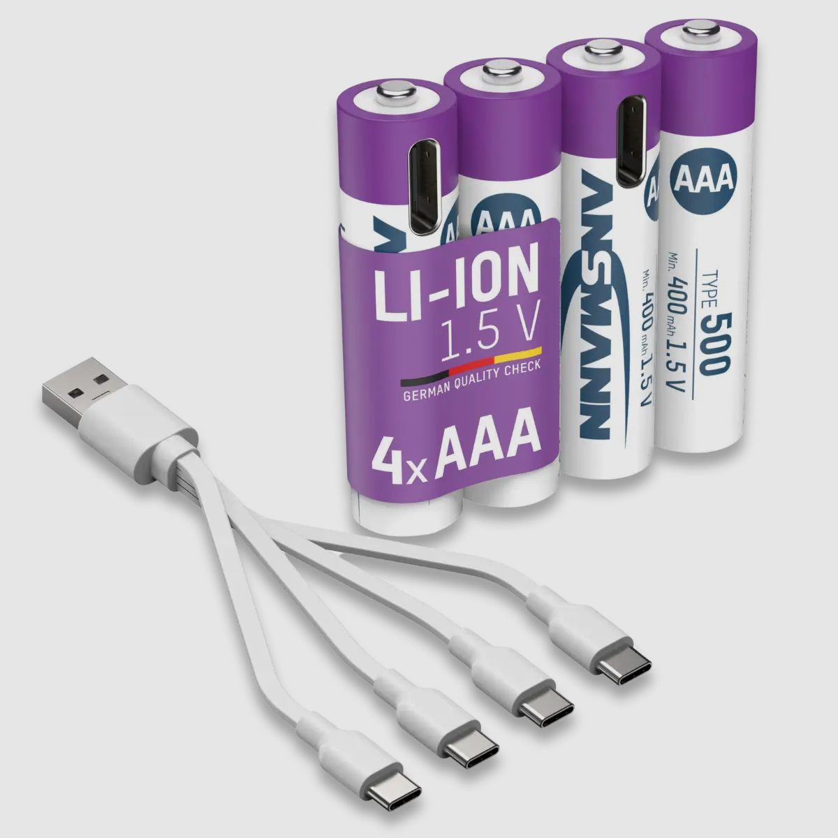 Ansmann Li-Ion batteries AAA 4-pack including charging cable