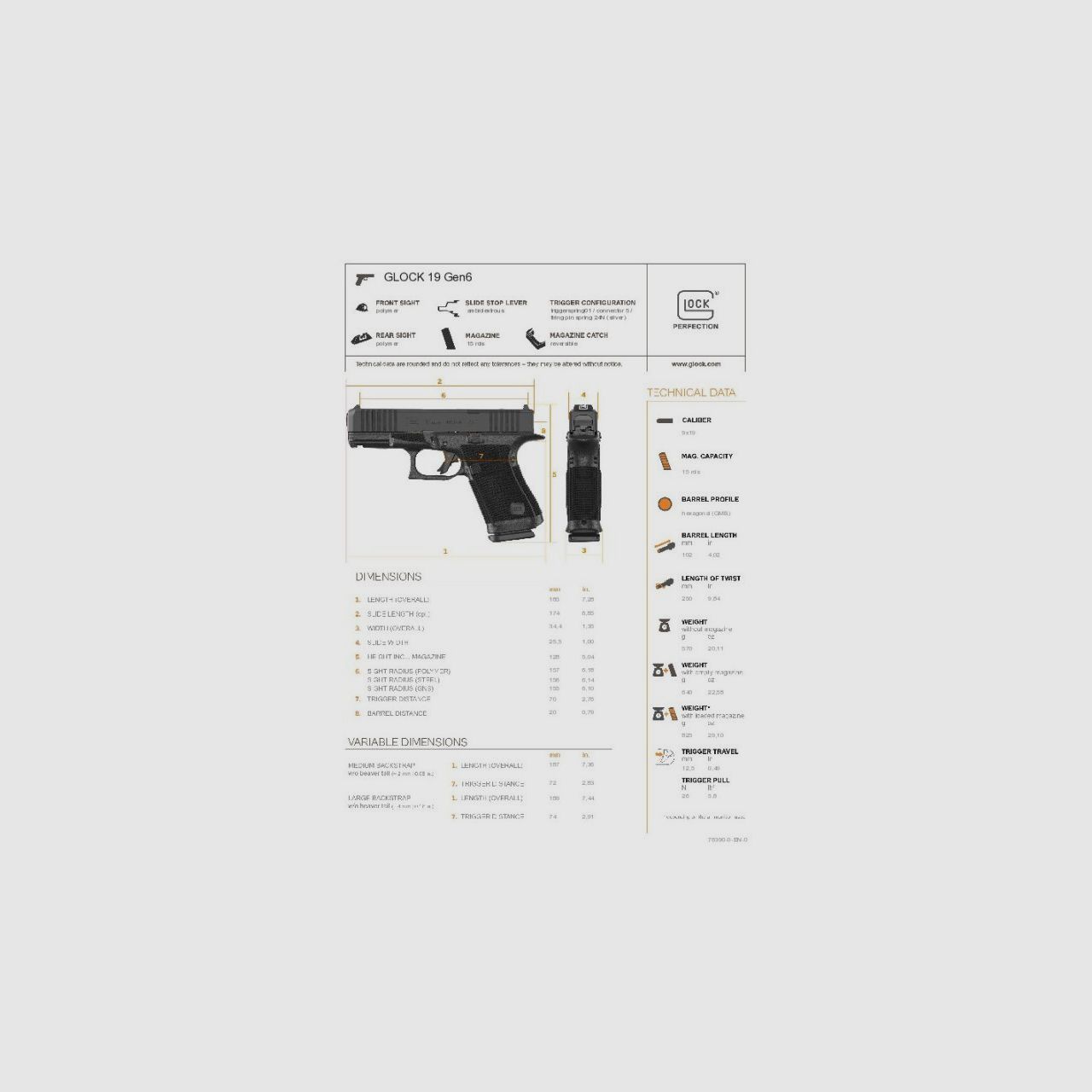 GLOCK – 19 GEN 6 OR (Optics Ready) – CAL 9X19, image 4 sur 8