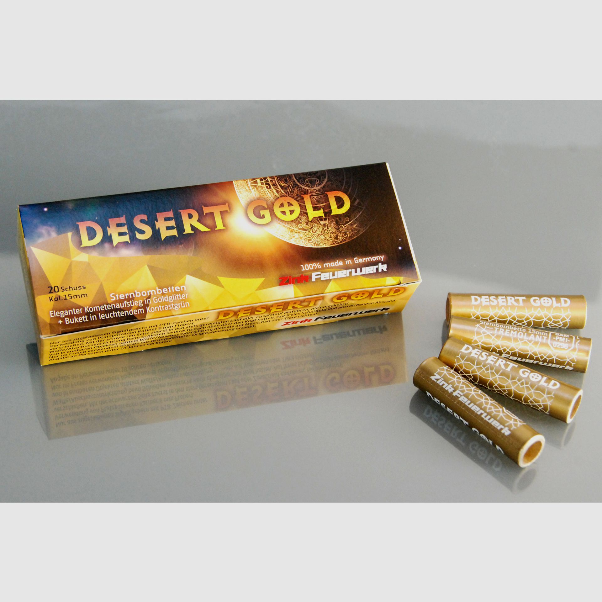 Zink Signal Feuerwerk Desert Gold, 20 Schuss