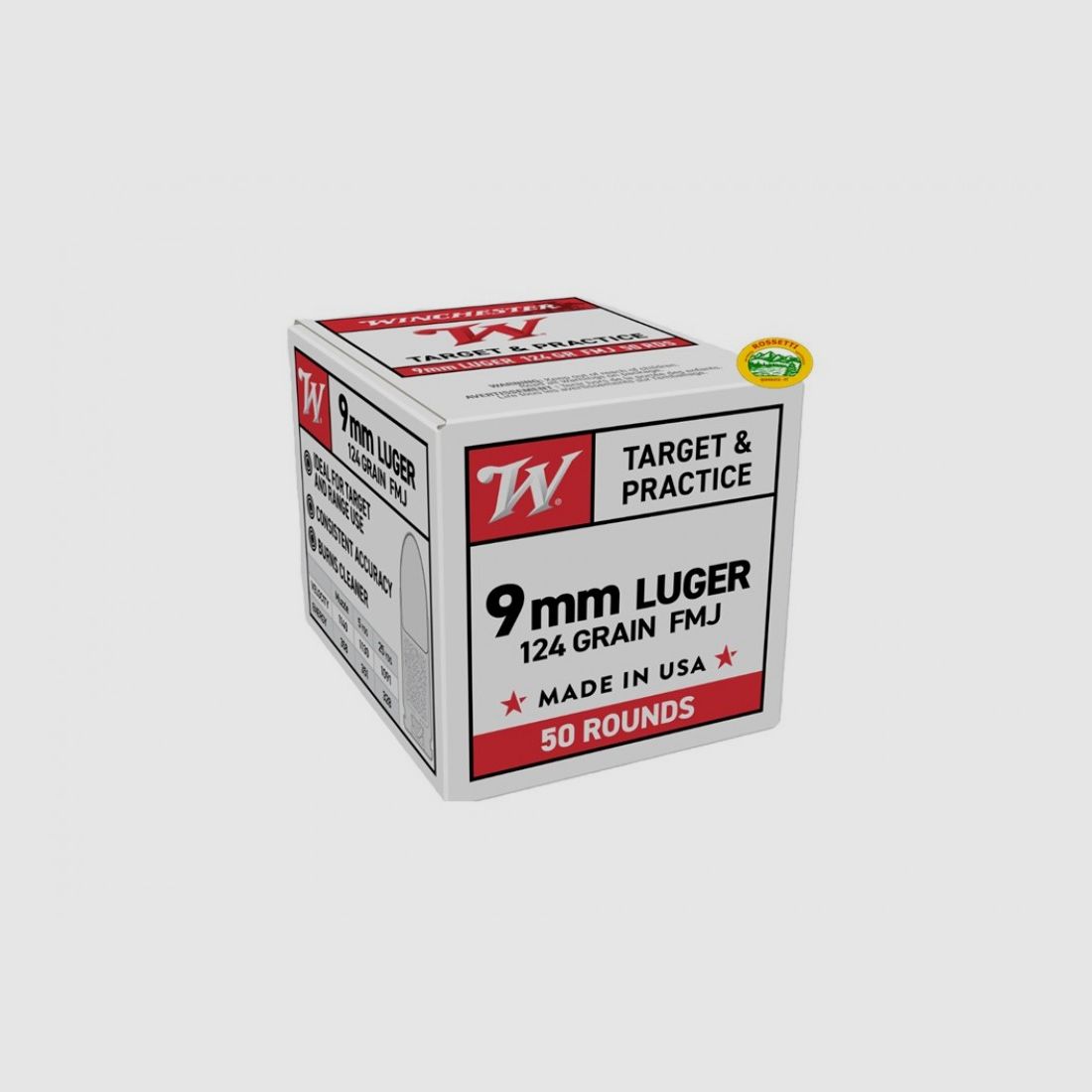 WINCHESTER Munition Kal. 9 Luger 124 gr. FMJ - Packung mit 50 Stk.