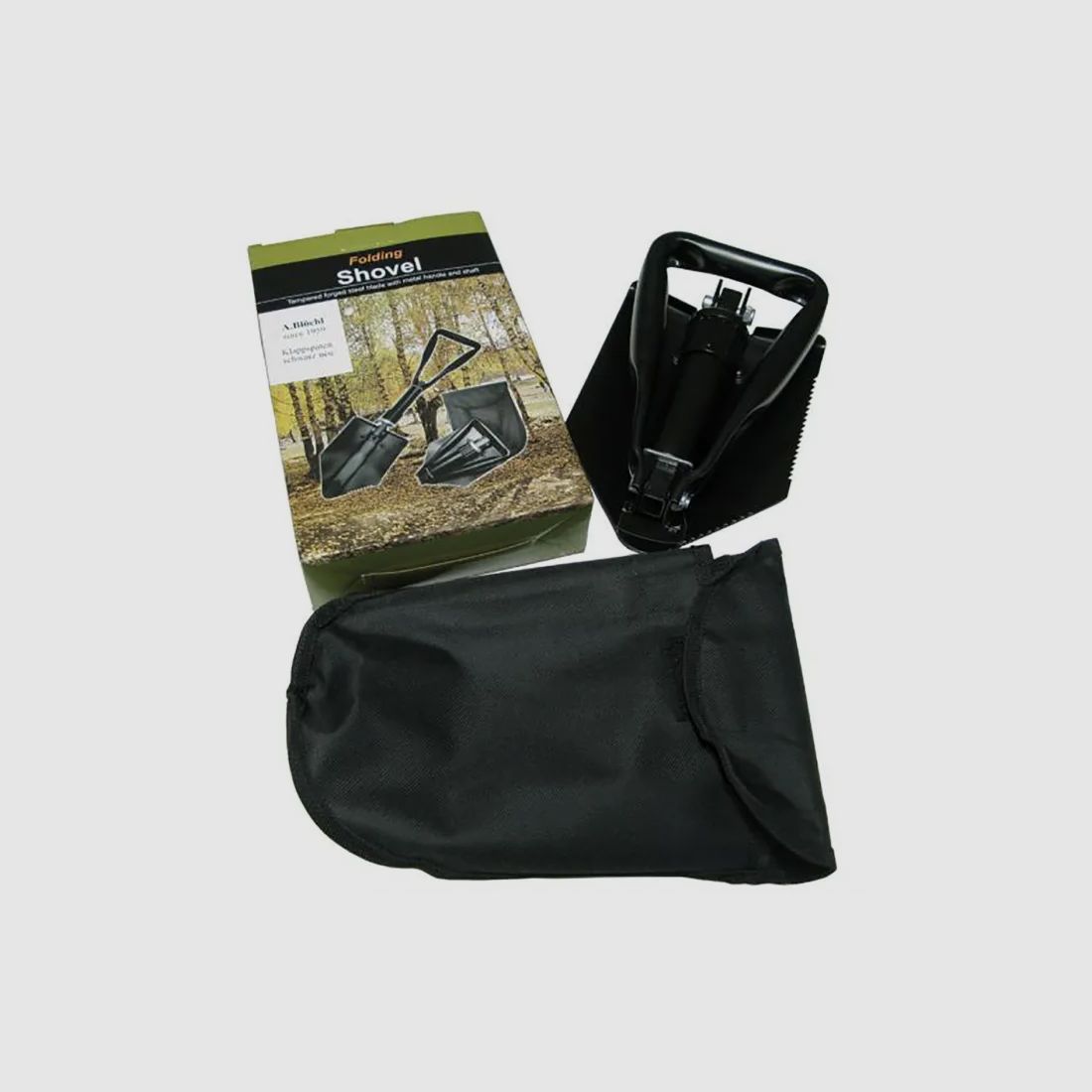 BW folding spade imitation, 2-fold foldable, black + bag