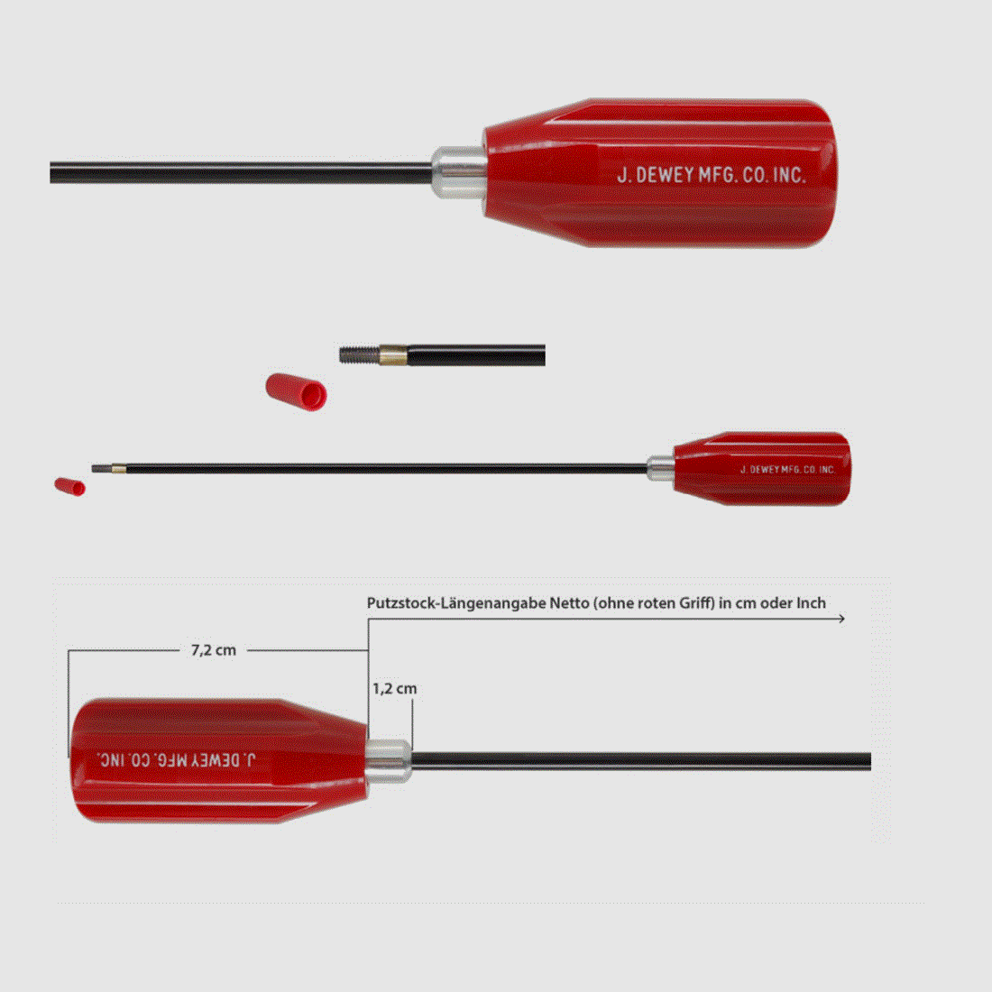 DEWEY Putzstok .22 (TOT 6,5 MM) (INCL. MESSINGPUNT EN ADAPTER), 30cm