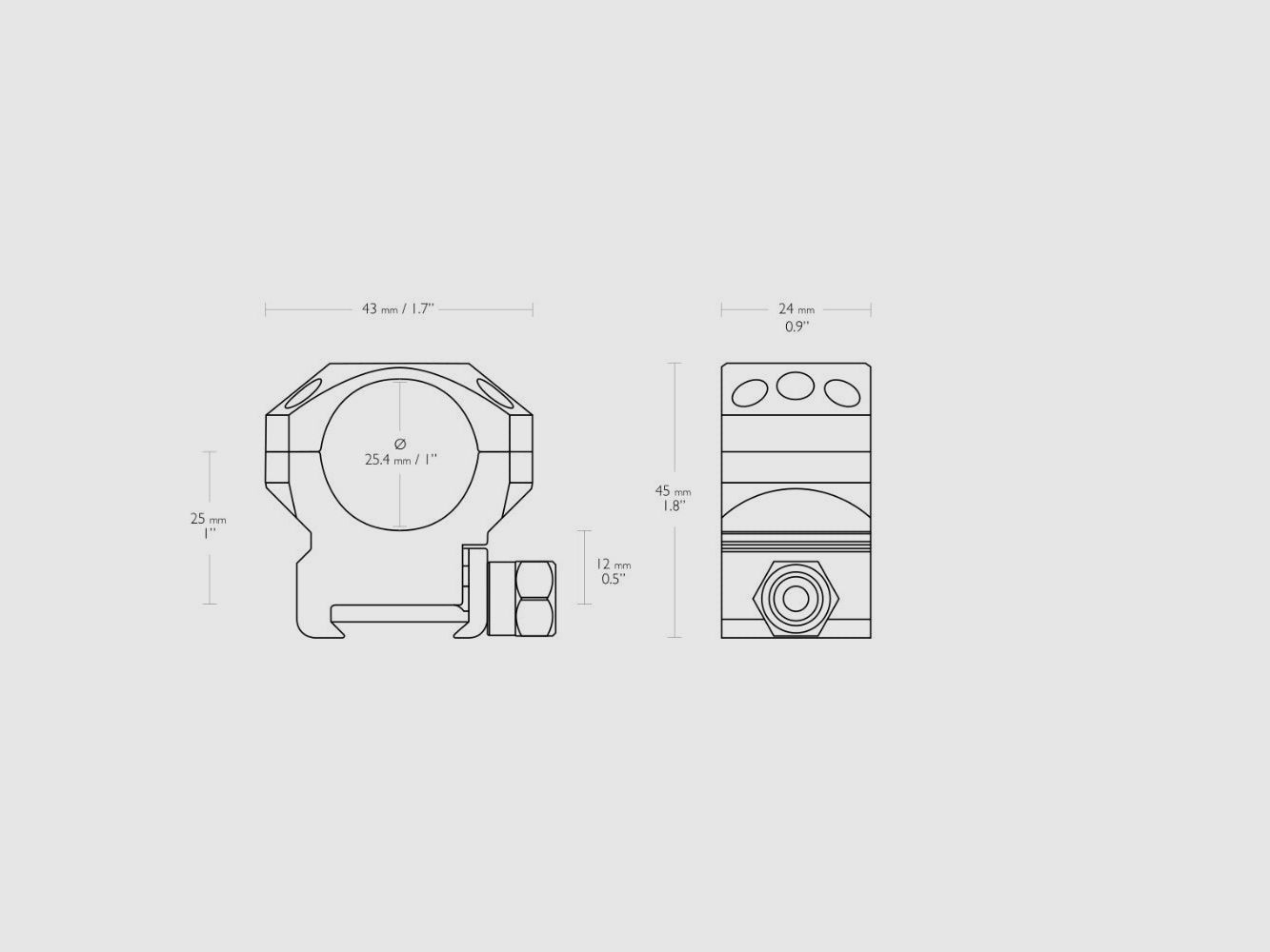 Hawke Tactical Ring Mount 1" / Picatinny / Medium, image 2 of 2