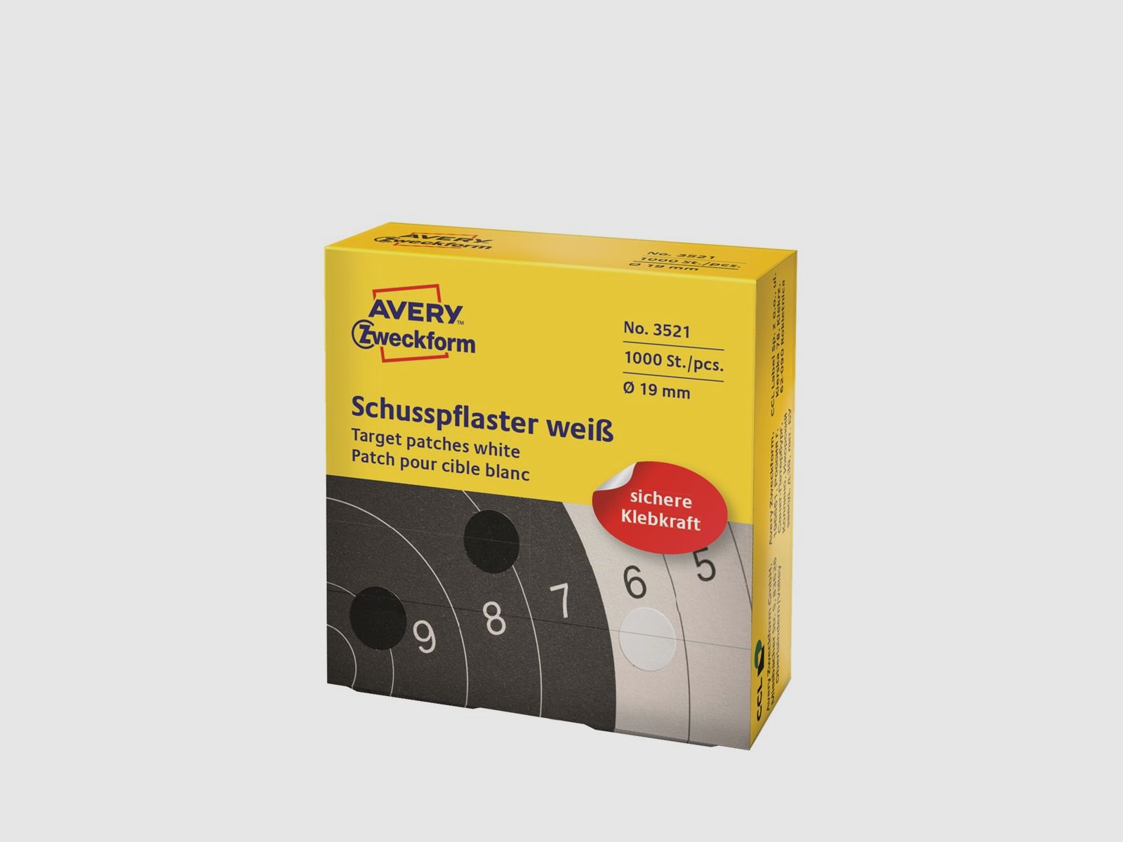 AVERY Schusspflaster weiß Ø 19mm, Spenderbox à 1000