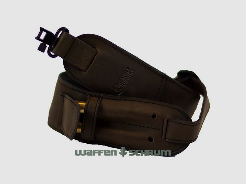 Mjoelner Hunting Rifle Sling Leather/Neoprene - brown - including detachable US sling swivel