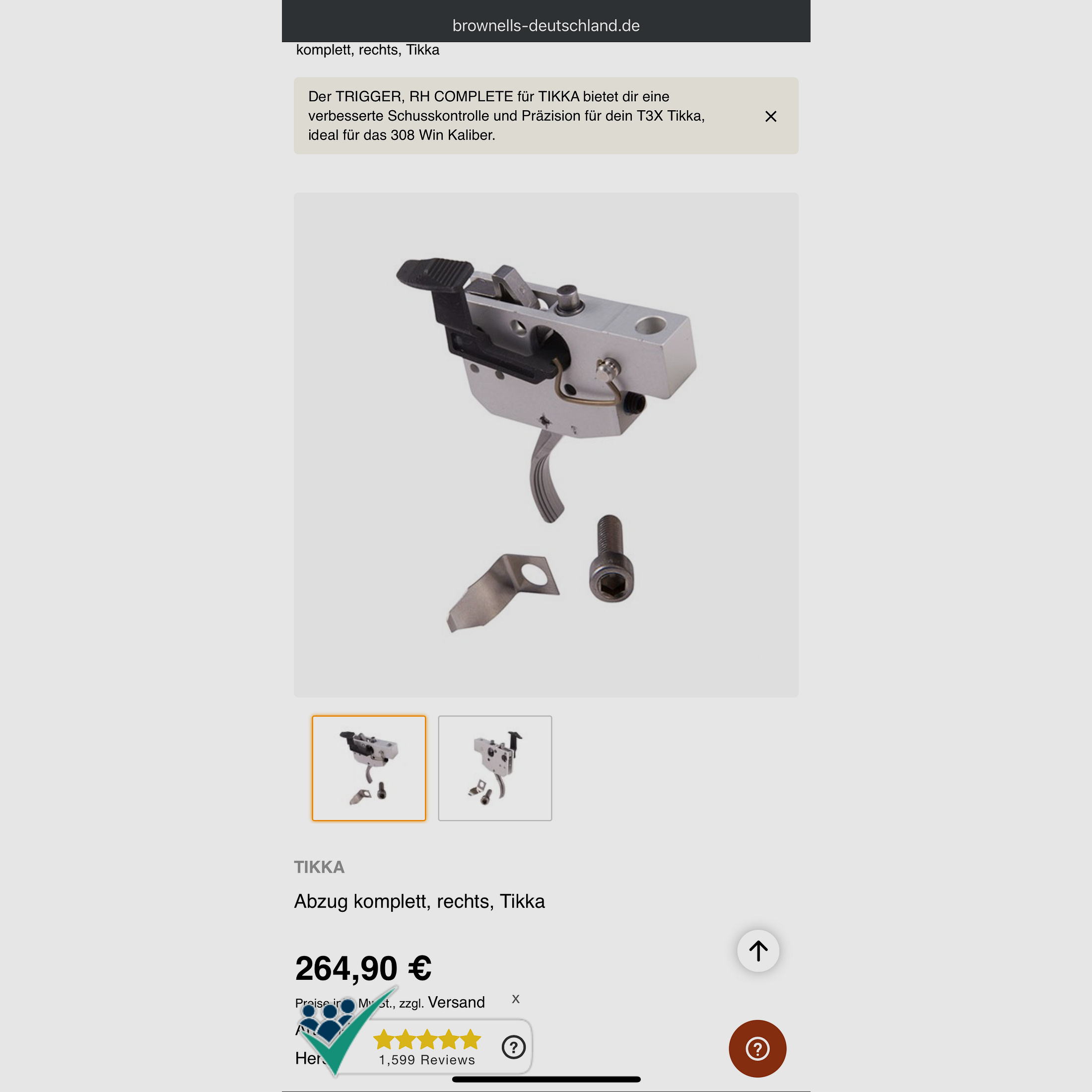 Abzug Tikka T3x Super Varmint - Druckpunktabzug
