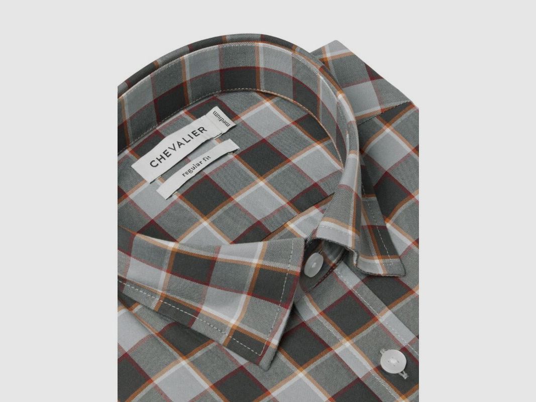 Chevalier Herrenhemd Belmont Grey Melange Checked