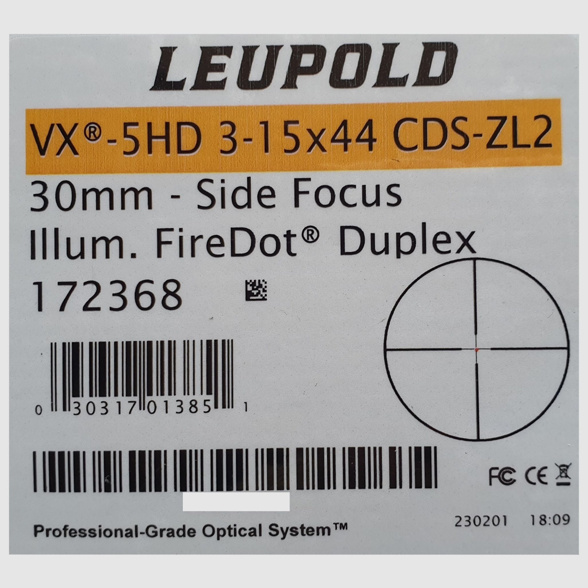 Neuware vom Fachhandel - Zielfernrohr Leupold VX-5HD 3-15x44 Absehen FireDot Duplex ASV CDS-ZL2