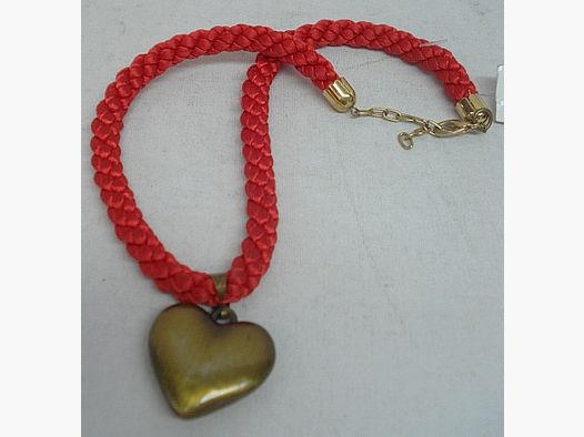 Kordel mit goldenem Herz - rotes Band