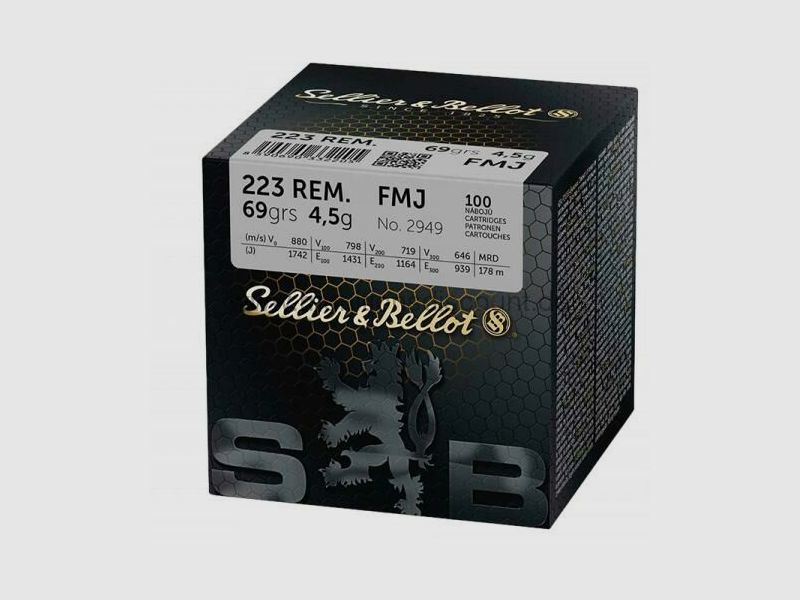 Sellier & Bellot 69 grs Full Metal Jacket. Pack de 100 pièces