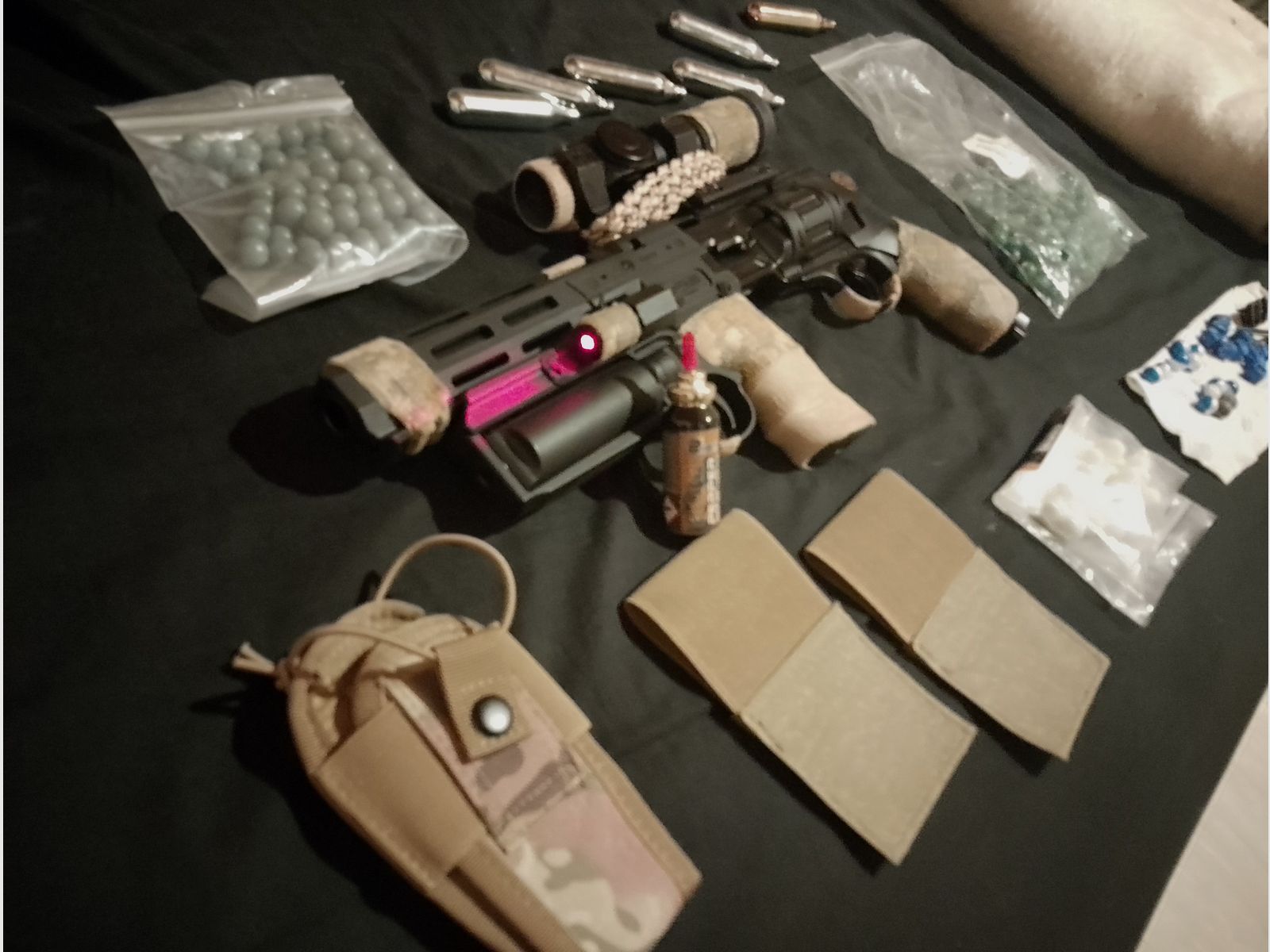 Actualización Long T4e HDR50 Tactical Rifle Kit Punto Rojo Láser Balas de Goma RAM Paintball Markierer Cal .50 Set Cápsulas CO2 Revolver Lanzador de Pimienta cañón largo Red DOT, imagen 6 de 6