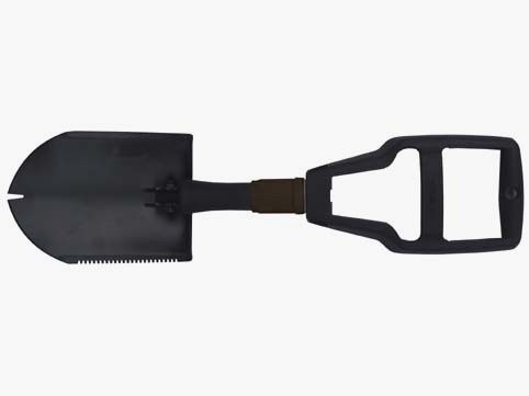 Folding spade, plastic handle, 3-piece, black, with bag