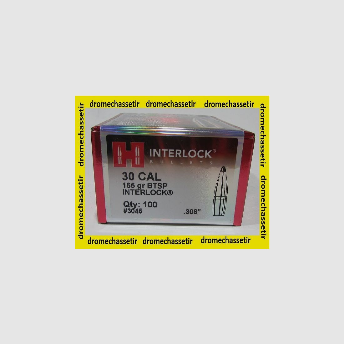 Doos van 100 Hornady Interlock BTSP kogels kal. 30 gewicht 165 grains ref 3045