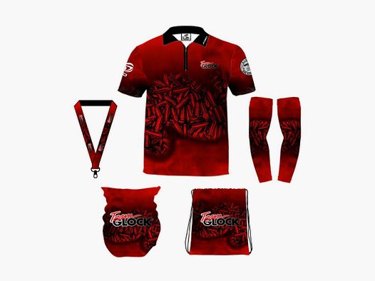 DED Sportswear Set Team Glock Rotes Thema, Größe: 4XL, Benutzerdefinierter Name: Mit Benutzerdefiniertem Namen