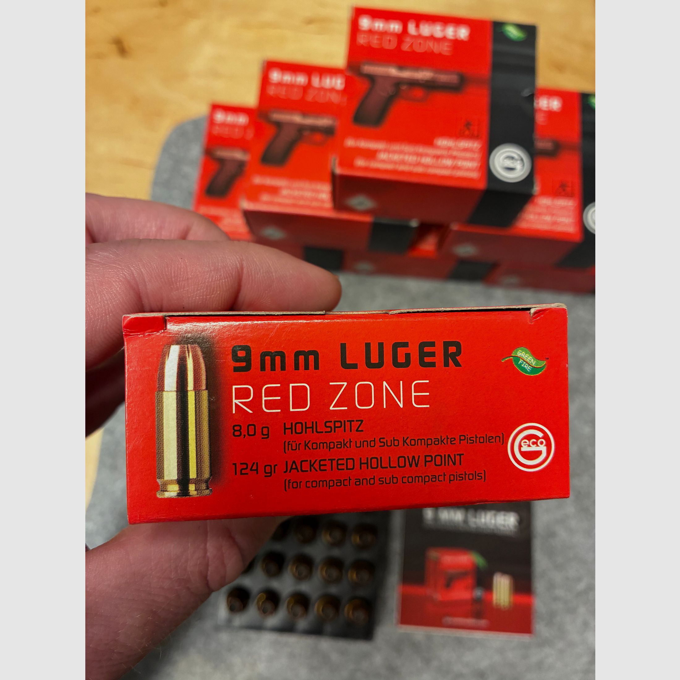 Geco 9mm Luger Red Zone 8,0 g Holhlspitz 124 gr jackated hollow point Fangschuss 124