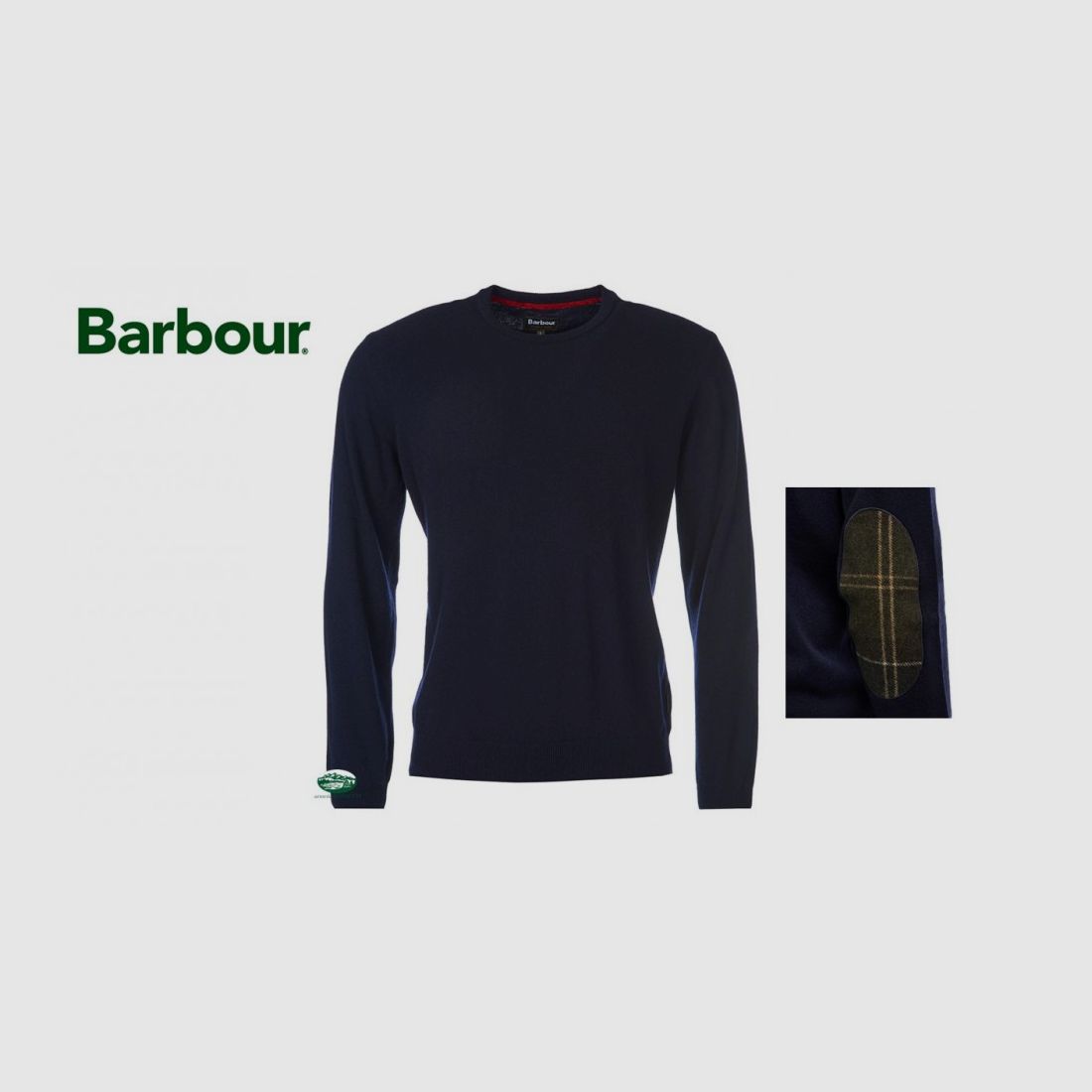 BARBOUR Sweter Harrow Okrągły Niebieski