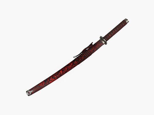 Wakizashi samurajski miecz Czerwony Smok dekoracyjny miecz z tępy ostrzem