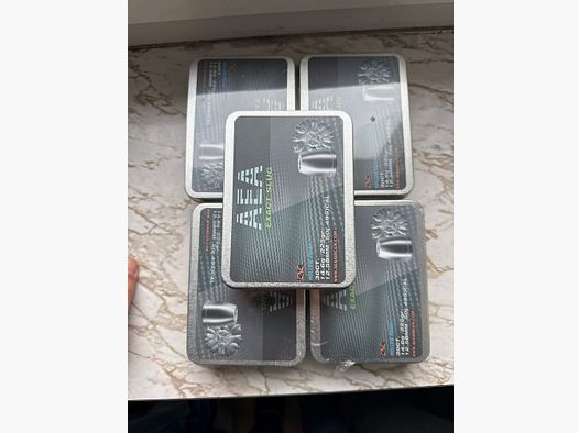 AEA Exact Slugs .50 (.495) CAL / 12,58 mm – 225 gr Hollow Point – 5 Dosen (4x OVP, 1x vollständig)