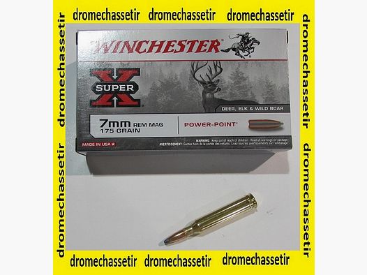 1 caja de 20 cartuchos, 7 mm Remington Magnum Power Point 175 grains