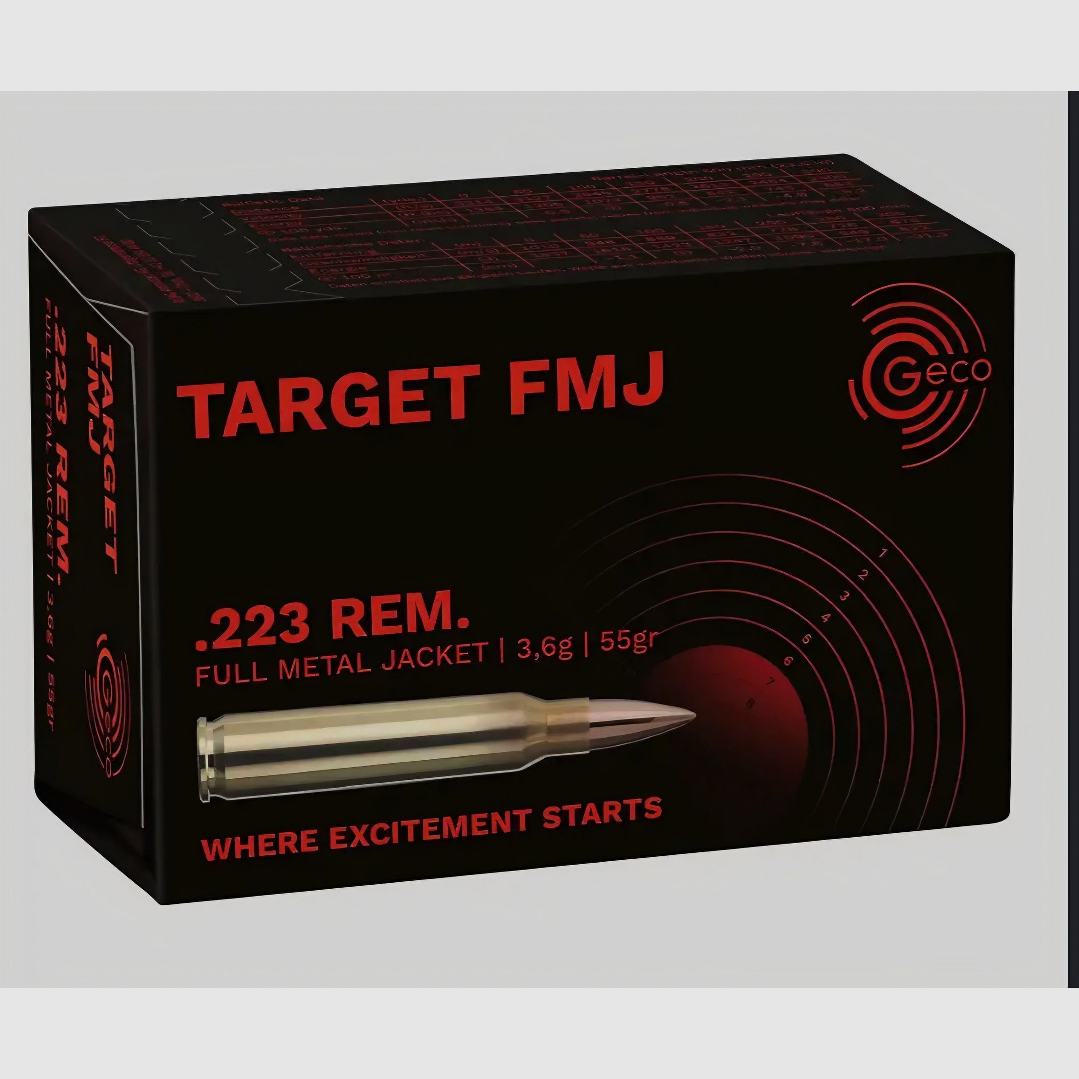 GECO Geco .223 Rem Target FMJ 3,6 g 50Strzałów / 2.000Strzałów dostępnych