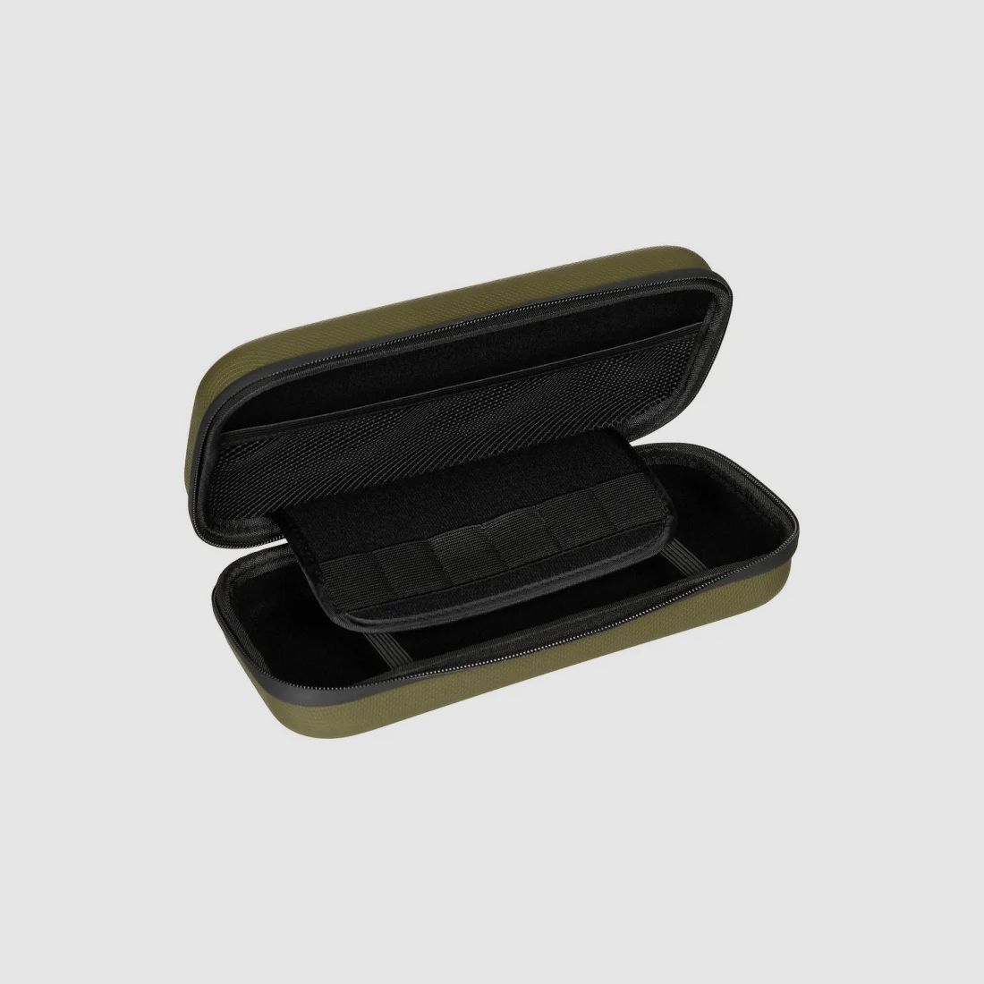 Étui rigide, grand, avec boucles en velcro, olive