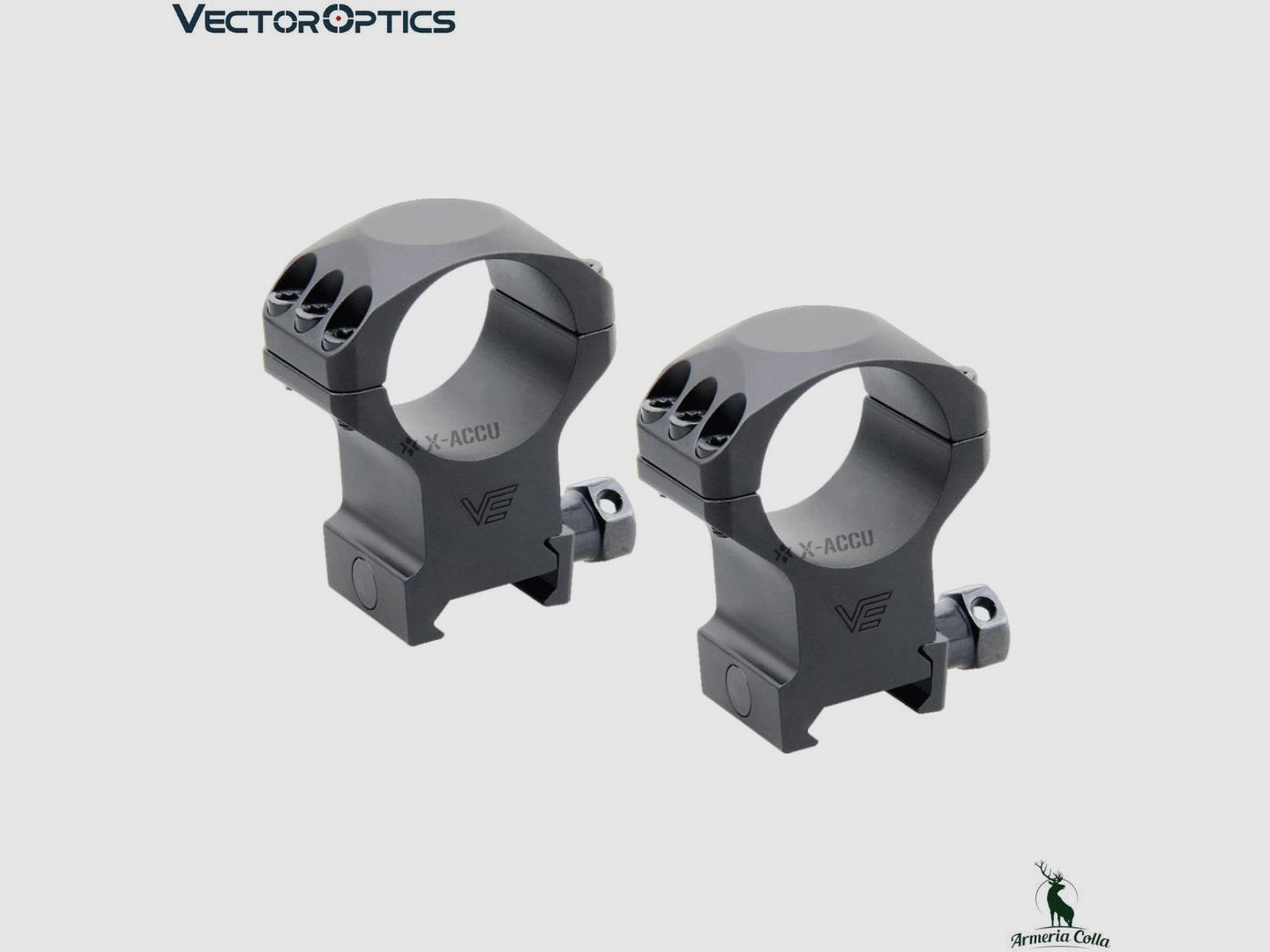 VectorOptics Anelli Alluminio X-Accu 30mm per Picatinny Alto art. Xasr-3003, immagine 3 di 5