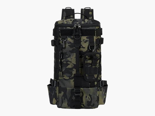 Tactical Fishing Backpack with Rod Holder: robust organization for your complete fishing gear (Green / Camouflage)